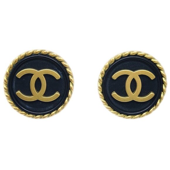 Chanel Black Button Earrings Clip-On - Picture 5 of 5